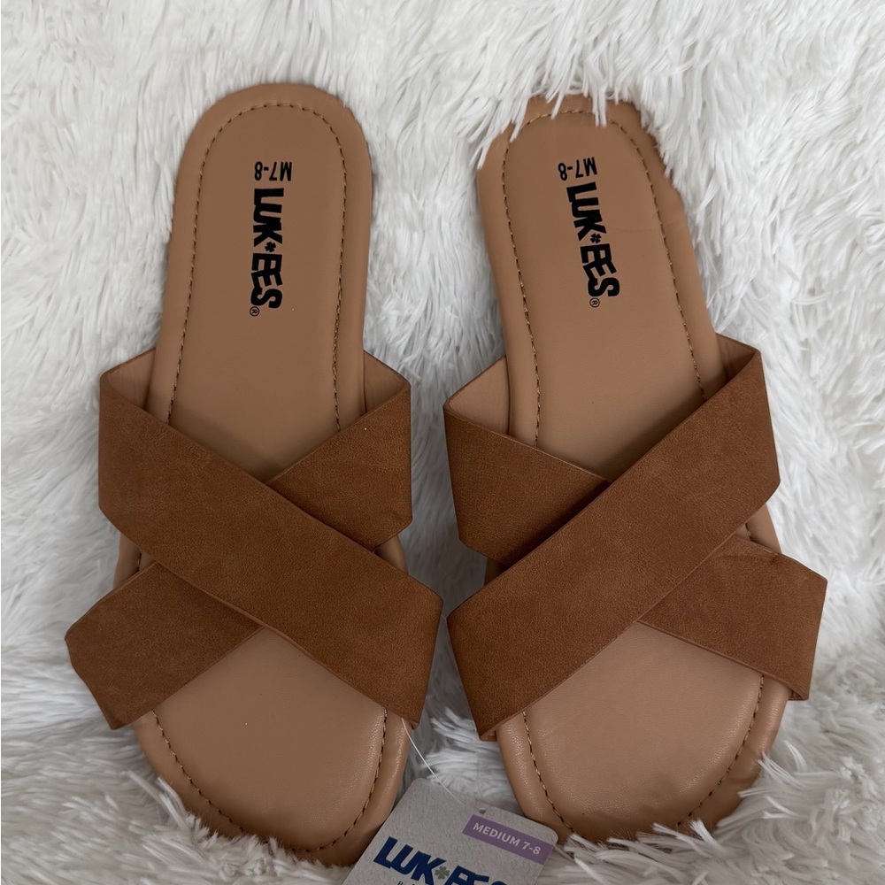 NWT Luk*ees Women's Tan Criss Cross Band Sandals